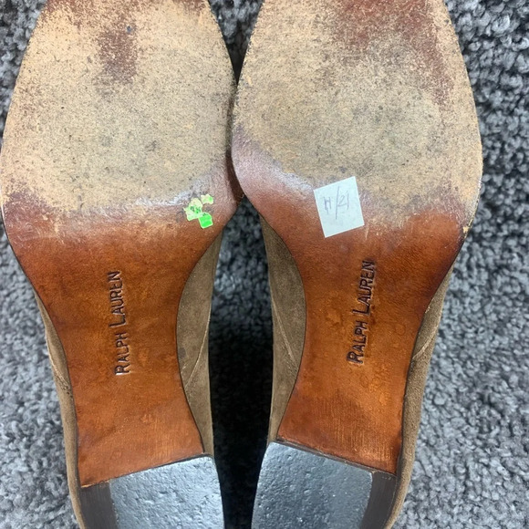 Ralph Lauren Purple Label Brown Suede Block Heel Bootie 9 B - Picture 7 of 9